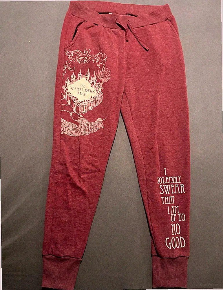 Harry Potter Damen Jogginghose M bordeauxrot Marauder’s Map Print Taschen