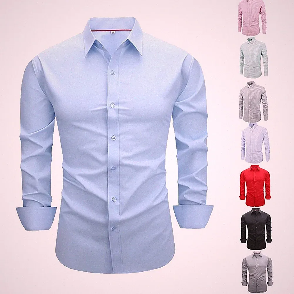 Hemd Herren Kentkragen Langarm Hemd Slim-Fit Hemden Freizeithemd Businesshemd