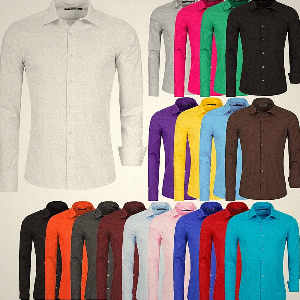 Hemd Herren Slim Fit Business Freizeit Hochzeit Shirt Bügelleicht Hemden Langarm