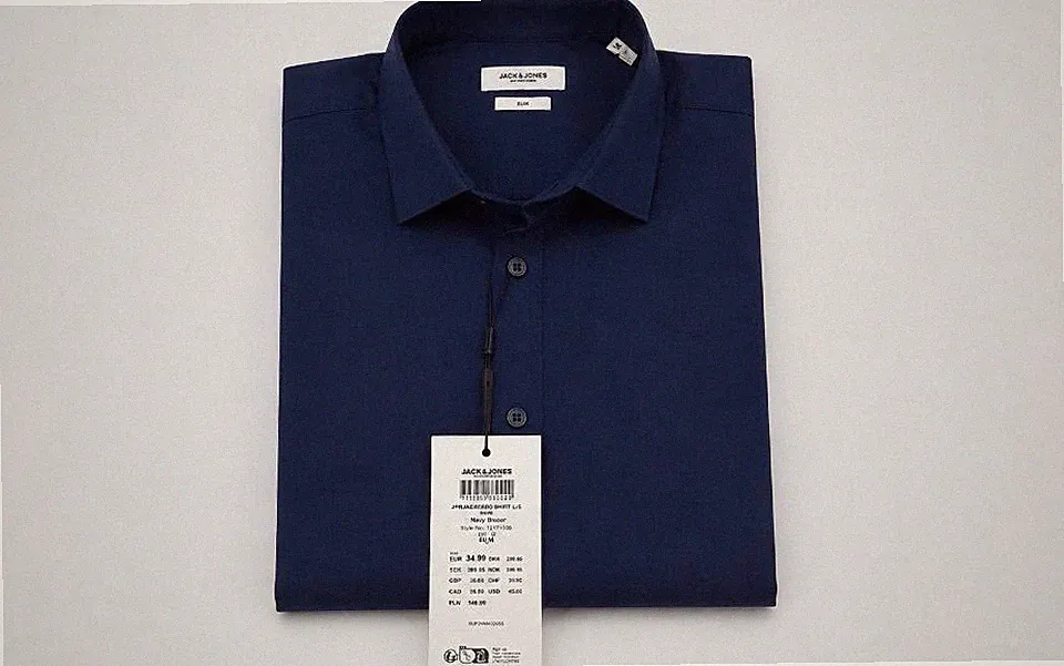 Hemd Jack & Jones Slim Fit Herren Dunkelblau Navy Blazer Gr. M Neu mit Etikett