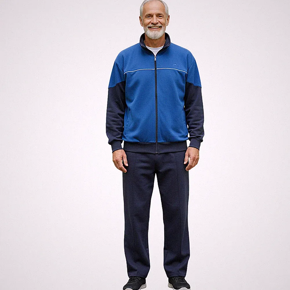 Herbold Sportswear Trainingsanzug Jogginganzug auch Kurzgrößen Biesennaht marine