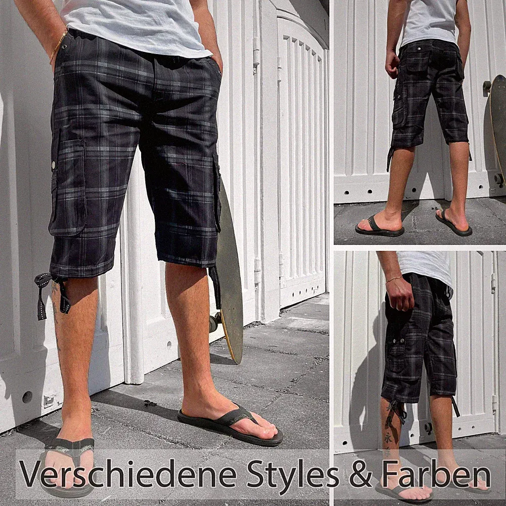 Herren 3/4 Bermuda Cargo Capri-Hose kurze Hose Herren-Shorts knielang Gr M-6XL