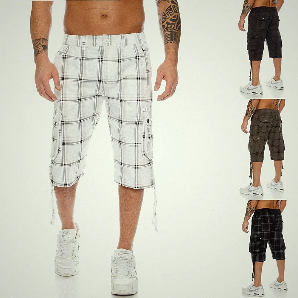 Herren 3/4 Bermuda Cargo Capri-Hose kurze Hose knielang Herren-Shorts Gr M-6XL