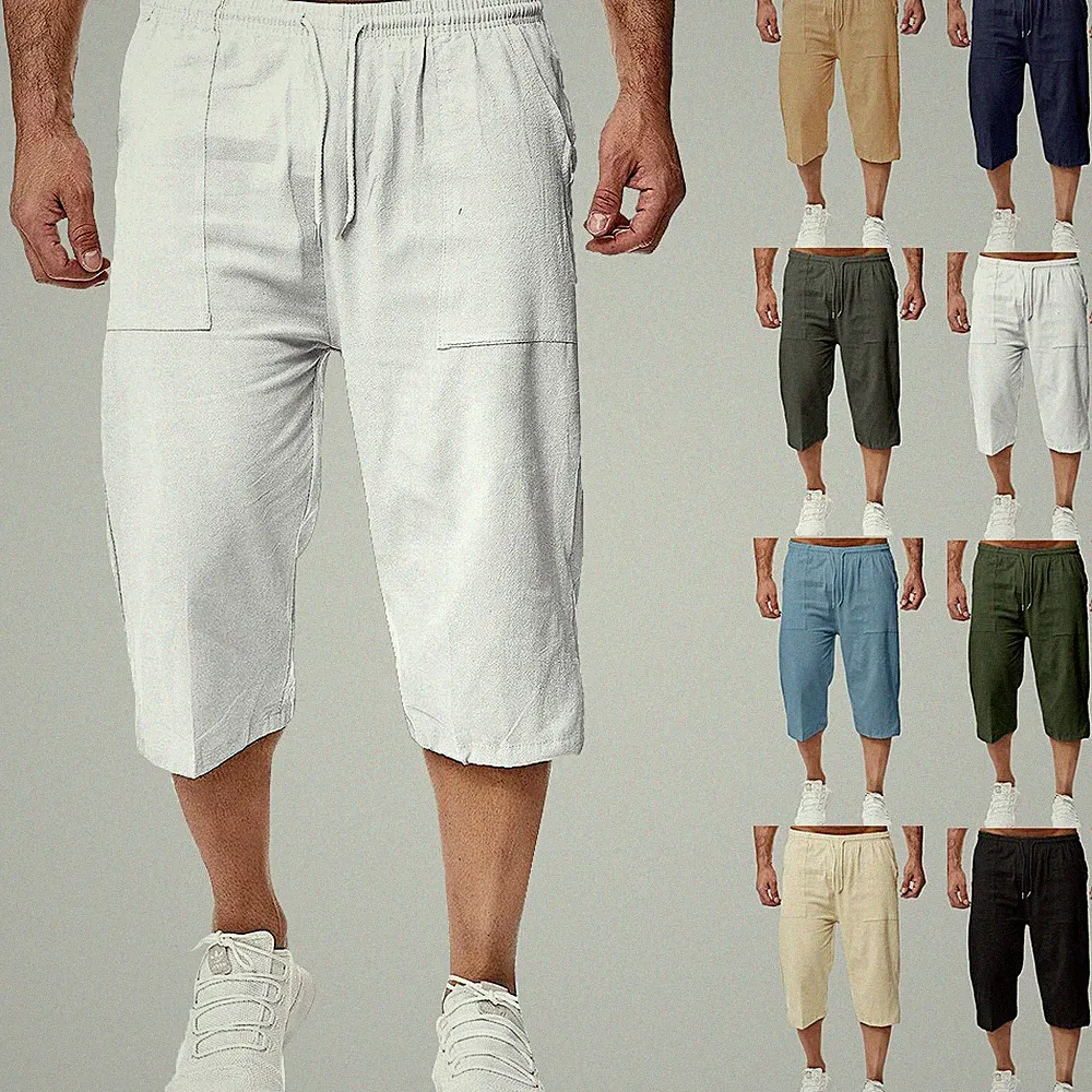 Herren 3/4 Shorts Capri Hose Bermudas Kurze Hosen Stoffhose Sporthose Sommerhose
