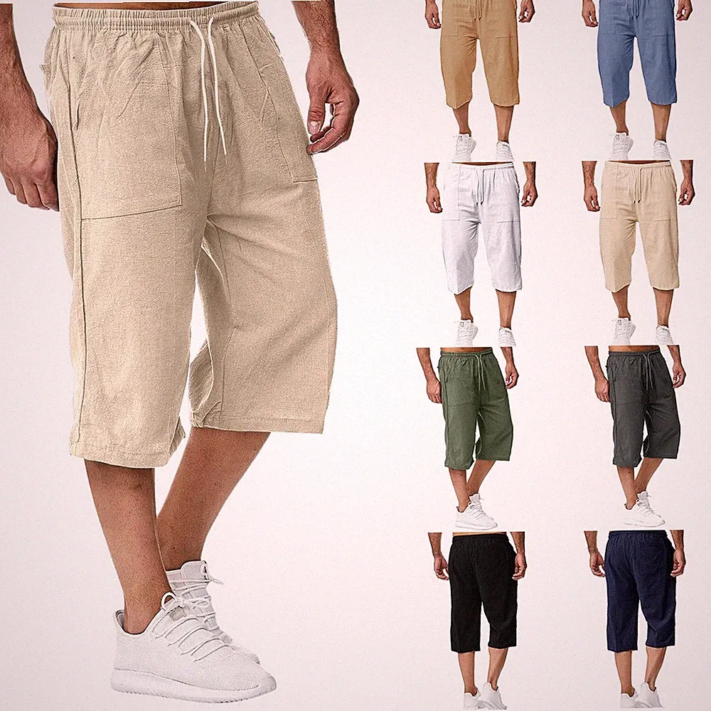 Herren 3/4 Shorts Capri Hose Bermudas Kurze Hosen Stoffhose Sporthose Sommerhose