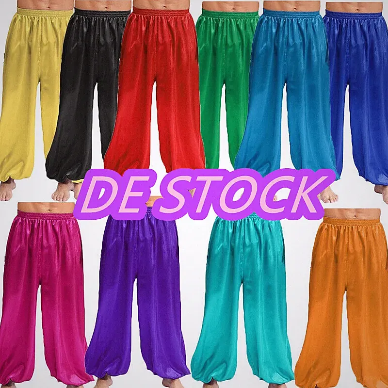 Herren Aladinhose Lang Haremshose Pumphose Satin Hose Halloween Kostüm Hose