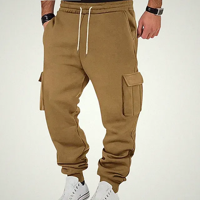 Herren Arbeitshosen Sport Freizeit Lange Hosen Multi-Taschen Kordelzug Cargohose