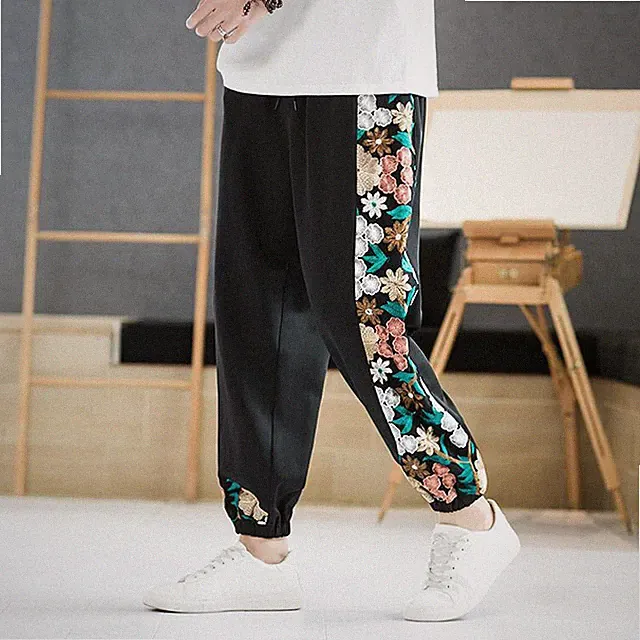 Herren Asymmetrisch Konisch Hose Ethnisch Elastisch Taille Bündchen Jogginghose