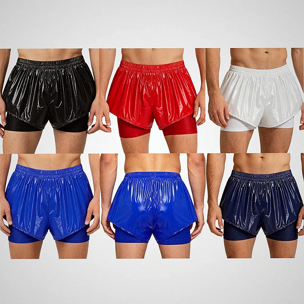 Herren Badehose Kurze Hose Mit Innenhose Wetlook 2in1 Shorts Fitness Jogginghose