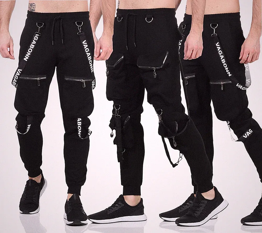 Herren Bänder Jogginghose Jogger Joggerhose Streetwear Cargo Pants Hosen