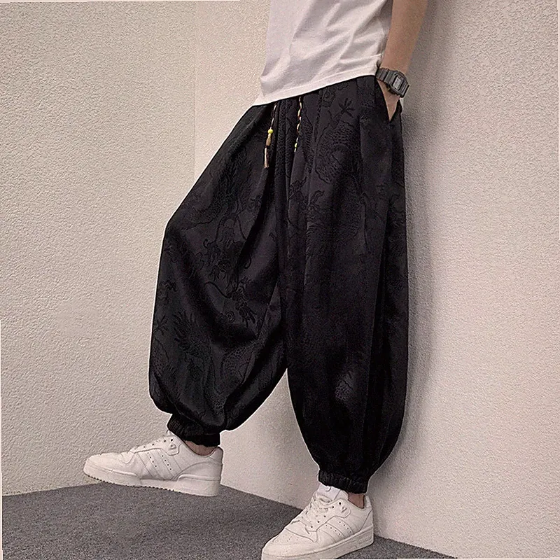 Herren Baggy Cropped Hose Blumenmuster Pluderhose Jogging Hose Gummibund Boho