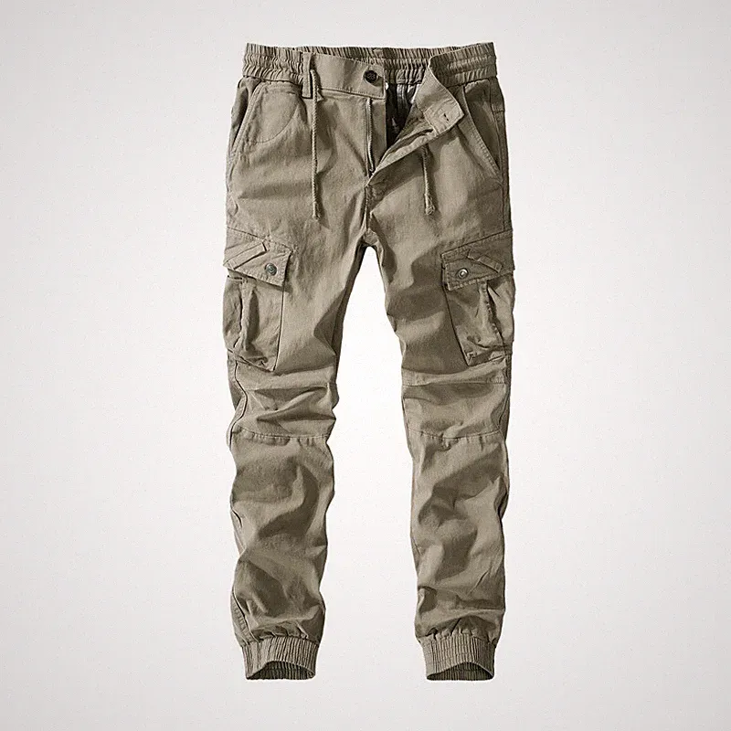 Herren Baumwolle Cargo Hosen Konisch Außen Jogginghose Taschen Freizeit Retro