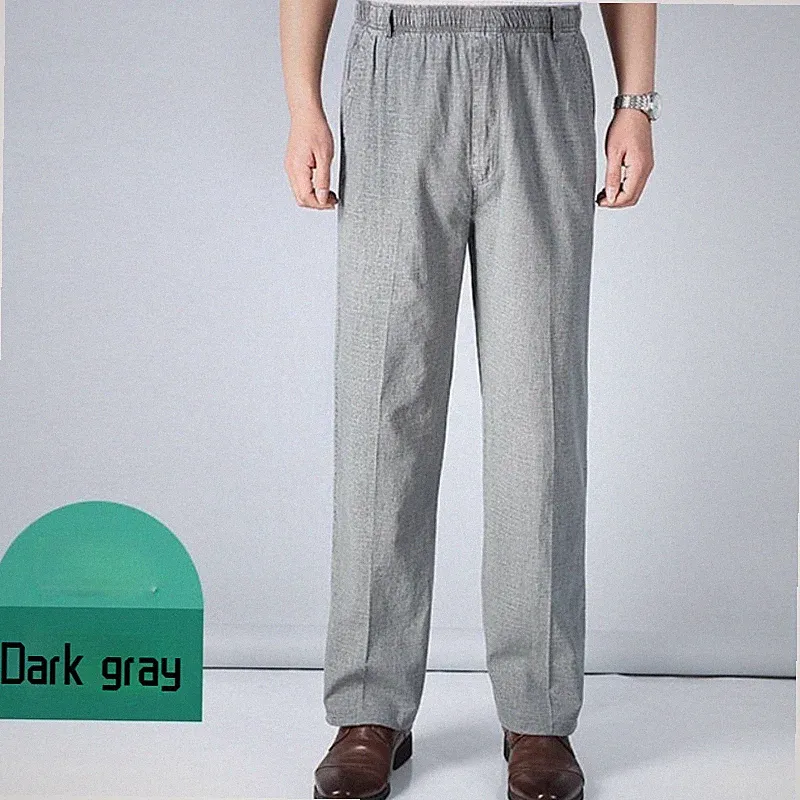 Herren Baumwolle Leinen Hohe Taille Hose Gerade Hose Locker Jogginghose Sommer