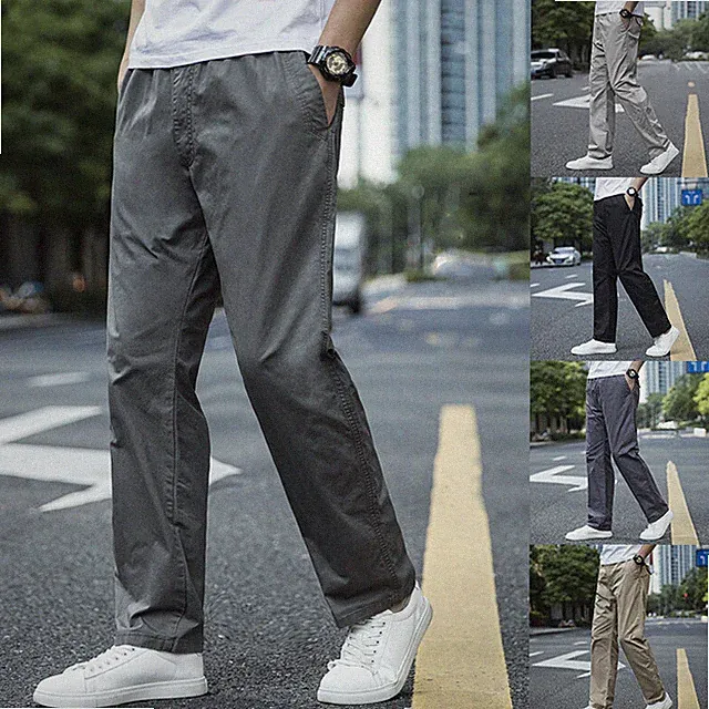 Herren Baumwollhose Übergröße gerades Bein Stretch Twill Arbeit Slim Fit Skinny