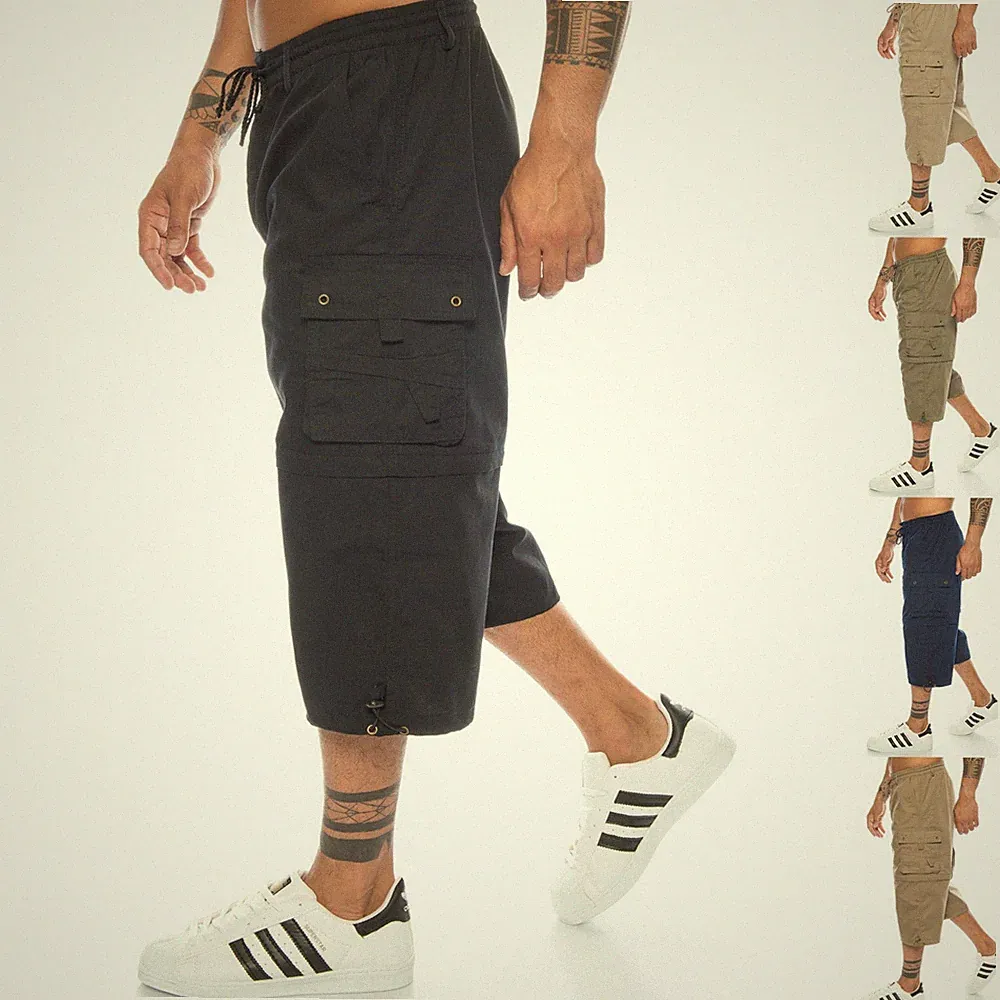 Herren Bermuda Cargo-Shorts Capri-Hose abnehmbare Beine Zipp-Off 3/4 kurze Hose