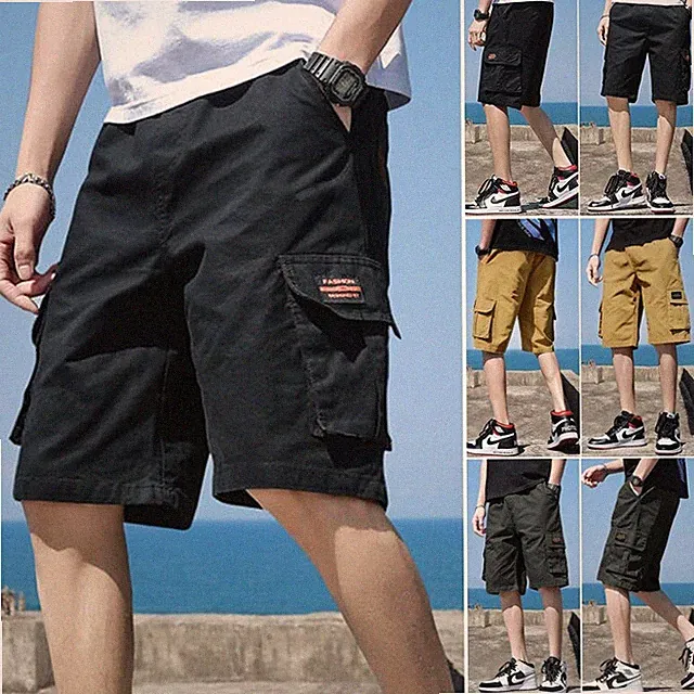 Herren Bermuda Kurzhose Jogging Sporthose Cargoshort Kurze Hose Atmungsaktiv