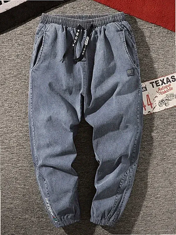 Herren Big Size Denim Jogginghose 6XL-8XL | Baumwolle Stretch Cargo Jeans Hose