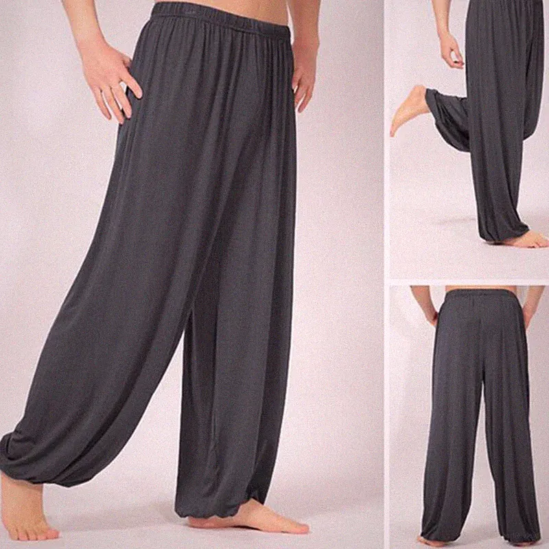 Herren Bloomers Hose Haremshose Jogginghose SPORTS Tai Chi Yoga Weich Locker