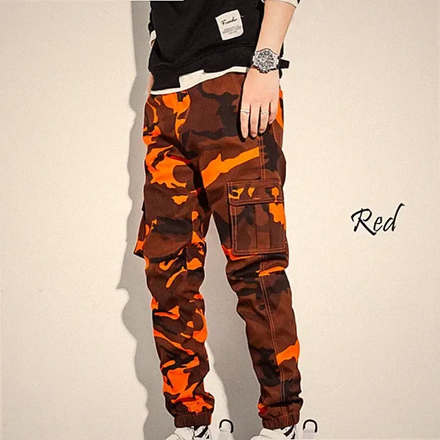 Herren Camouflage Cargo Hosen Mit Taschen Jogginghose Sport Gym Pants Lässig