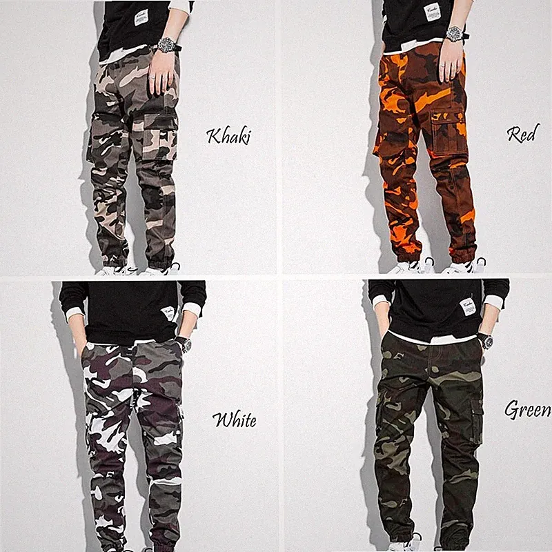 Herren Camouflage Cargo Jogginghose Slim Fit Taschen Tapered