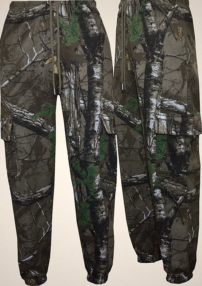 Herren Camouflage Dschungel Print Cargo Combat Fleece Jogginghose Hose S-5XL