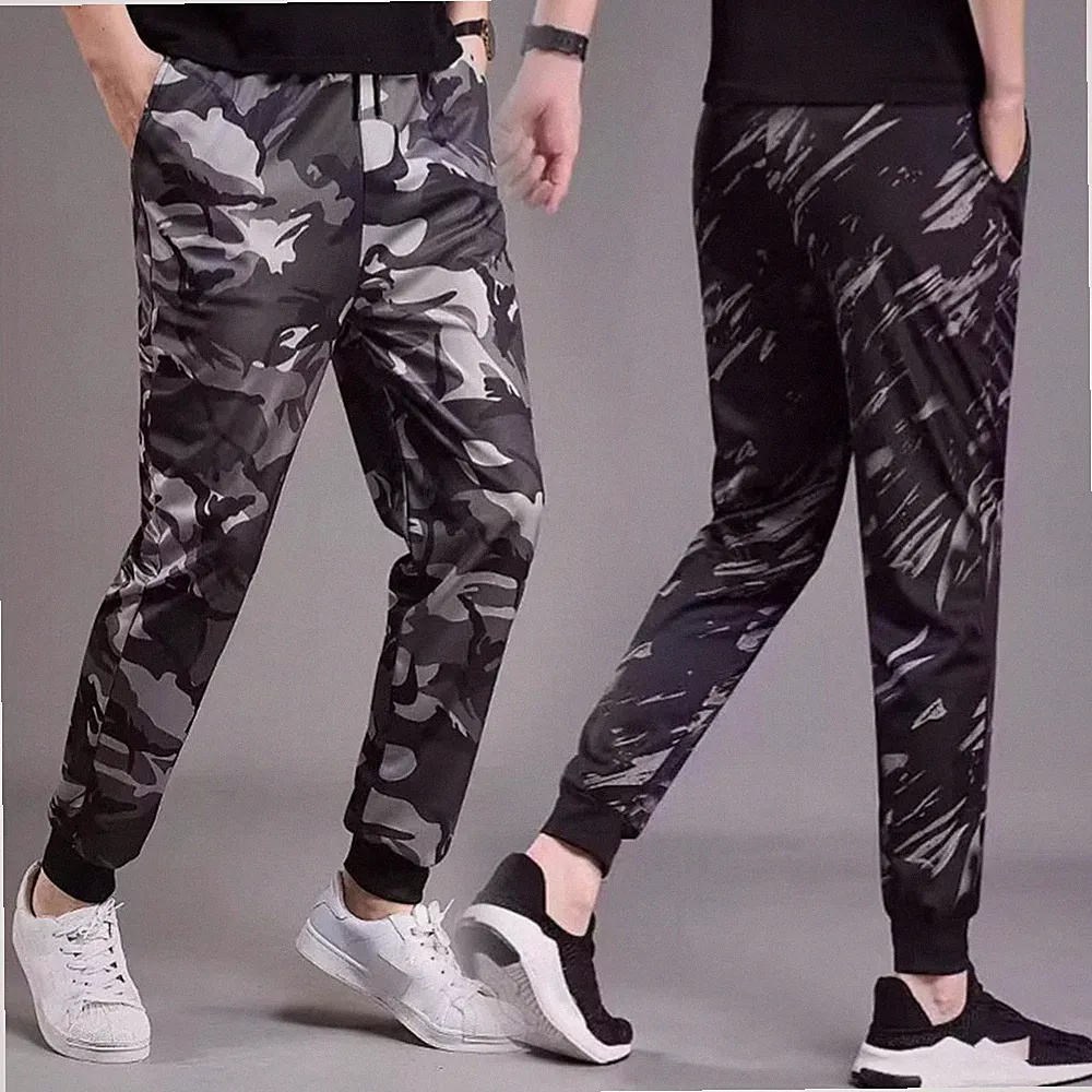 Herren Camouflage Jogginghose Polyester gerades Bein dünn dehnbar Freizeithose