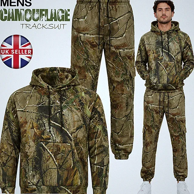 Herren Camouflage Pullover & Jogging Jogginghose Trainingsanzug Sweatjacke Pent Set