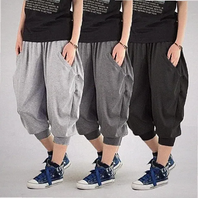 Herren Capri Shorts Sport Sweat Jogging Jersey Hose Elastisch Kordelzug