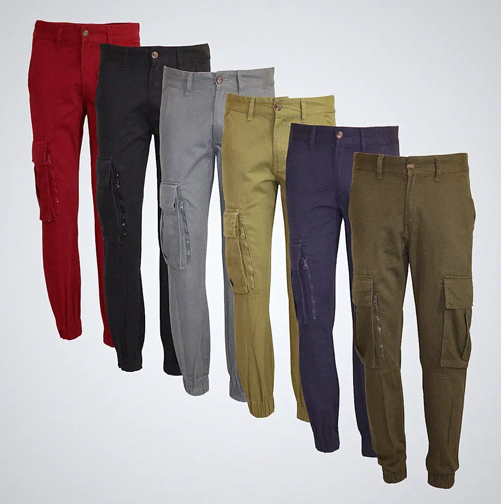 Herren Cargo Chino Combat Arbeit Gummizug Bündchen Hose Unterteil Voll Jogginghose Hose