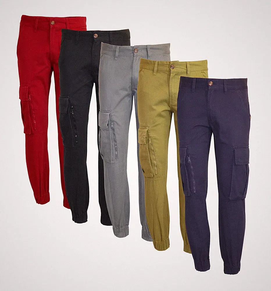 Herren Cargo Combat Arbeit Gummizug Bündchen Hose Unterteil Voll Chino Hose Jogginghose