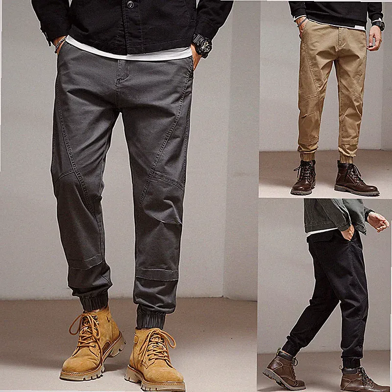Herren Cargo Combat Chino Jogginghose Gummibund Konisch