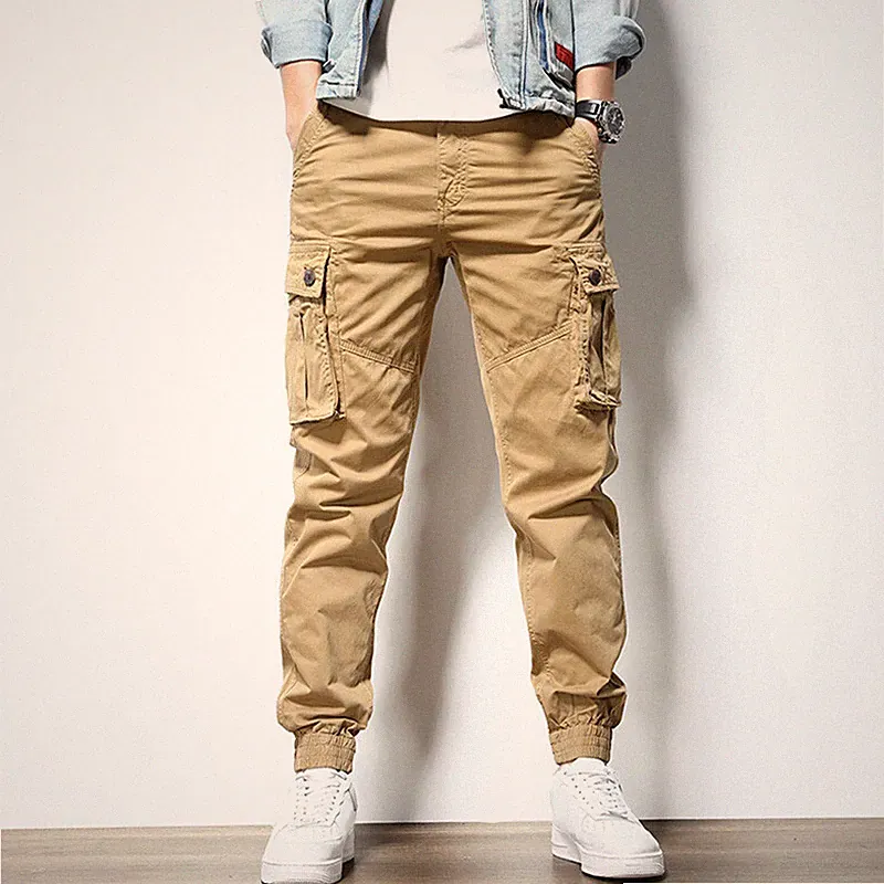 Herren Cargo Combat Hose Mit Seitentaschen Tapered Cuffed Jogginghose Freizeit