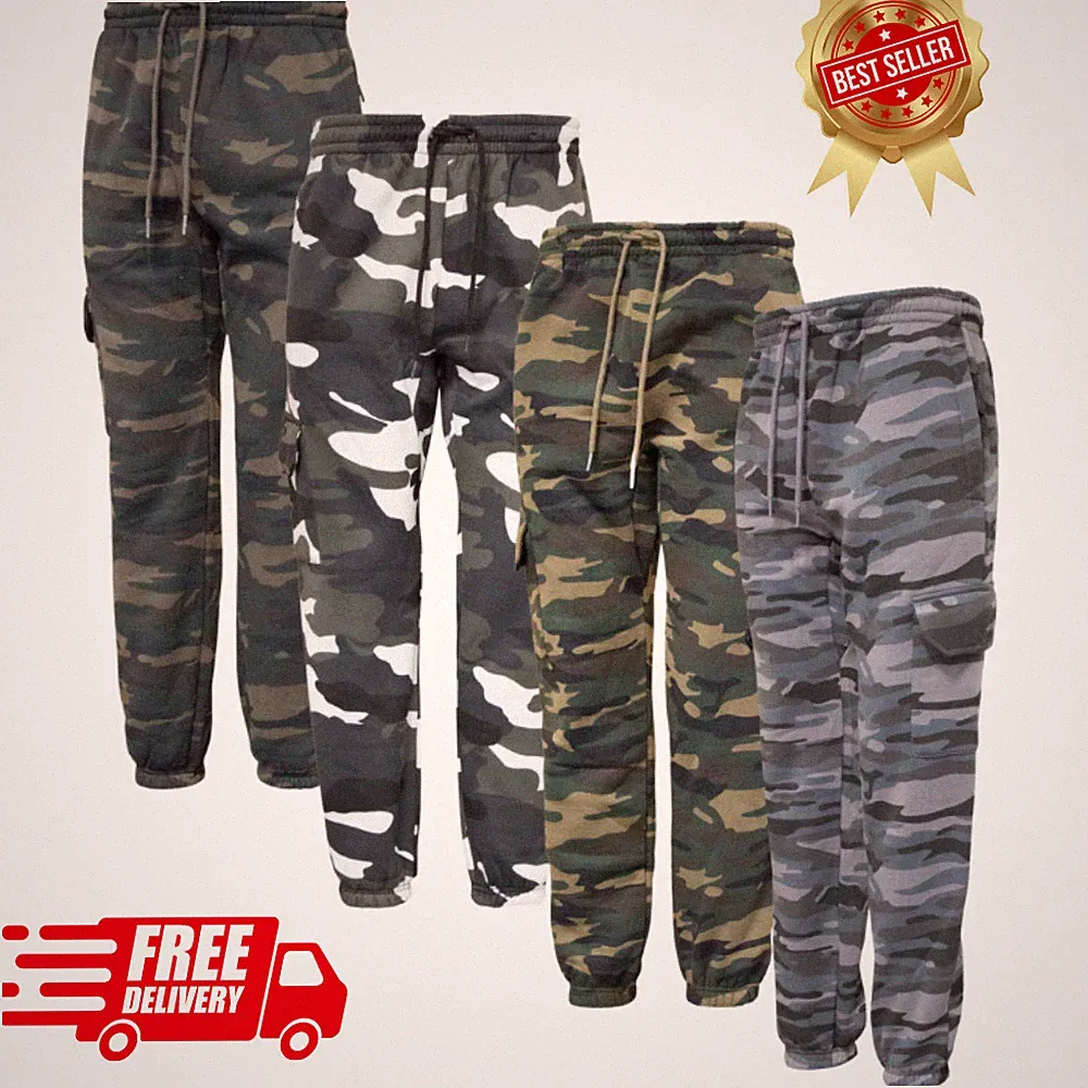 Herren Cargo Combat Jogginghose Camouflage Unterteil Chino Army Hose mit Taschen (2200)
