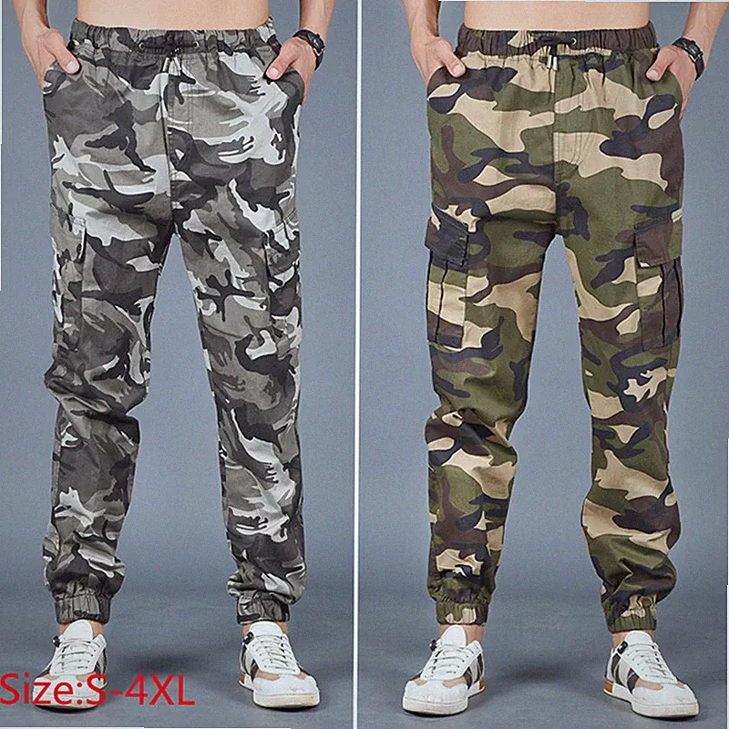 Herren Cargo Combat Tarnfarbe Hose Elastisch Jogginghosen Joggen Seitentaschen`