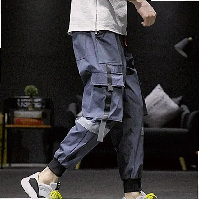 Herren Cargo Haremshose Viele Taschen Japanisch Hose Jeans Jungen Hip Hop Retro