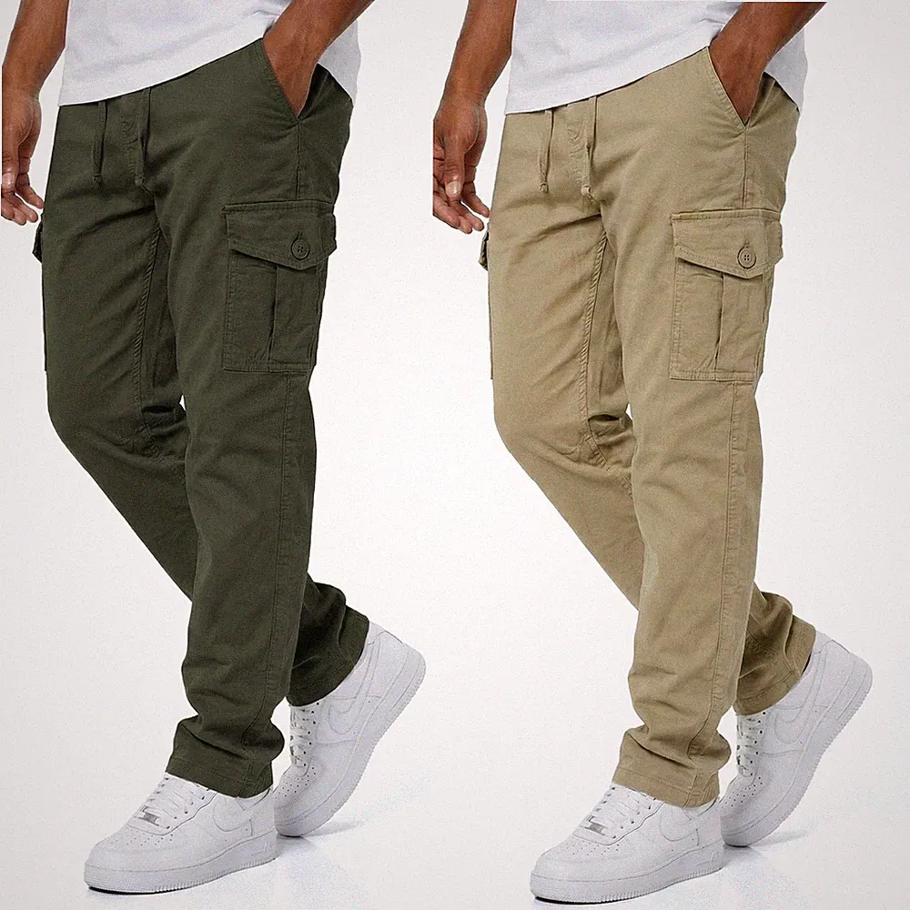 Herren Cargo Hose 6 Taschen Freizeithose Arbeitshose Jogger Cargo Chino NEU