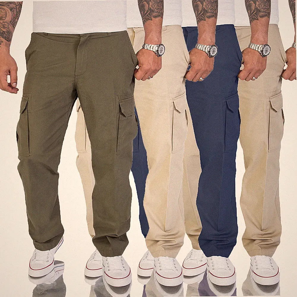 Herren Cargo Hose Chinohose Herrenhose Seitentaschen Outdoor Cargohose H-194