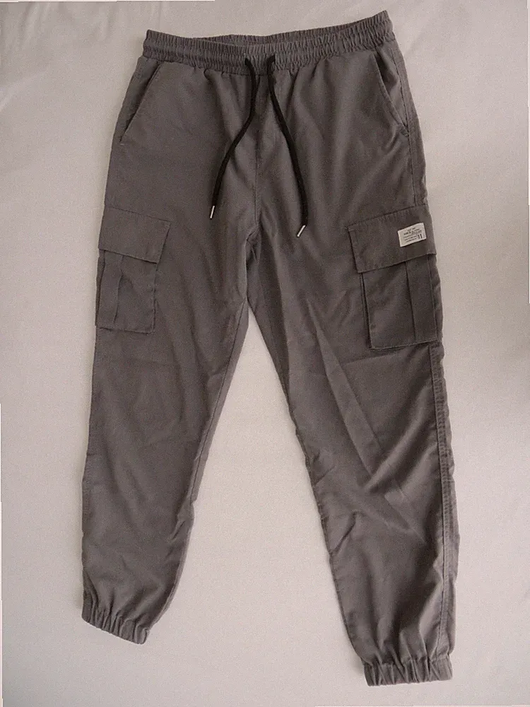 Herren Cargo Hose Jogginghose grau Regular Fit Gr. M Casual Sporthose