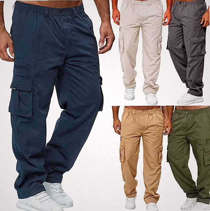 Herren Cargo Hosen Jogginghose Outdoor Casual Multi-Tasche Gerade Lange Hosen