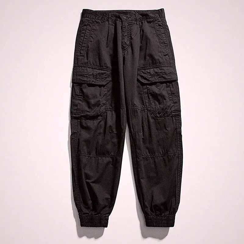 Herren Cargo Jeans Bündchen Hose Arbeitshose Jogginghose Joggen Hip Hop Freizeit