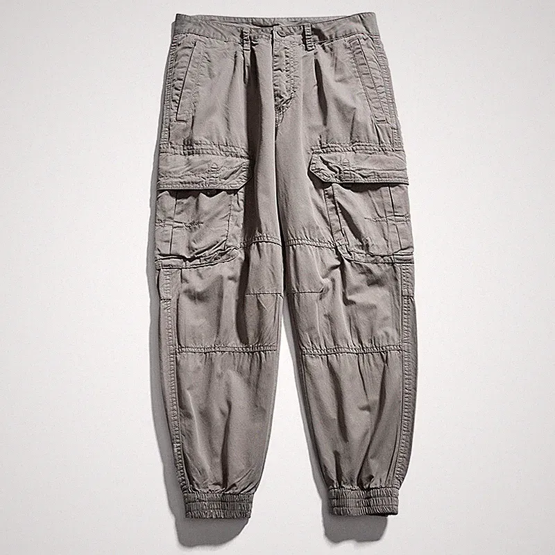 Herren Cargo Jeans Bündchen Hose Arbeitshose Jogginghose Joggen Hip Hop Freizeit
