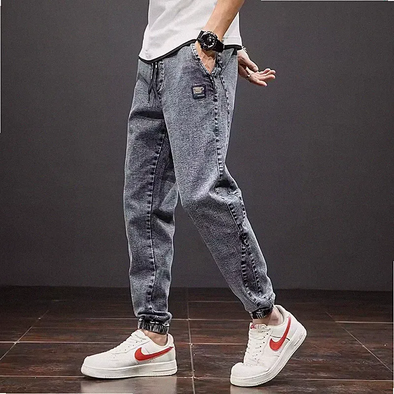 Herren Cargo Jeans Streetwear Baggy Denim Jogginghose Schwarz Blau Übergröße