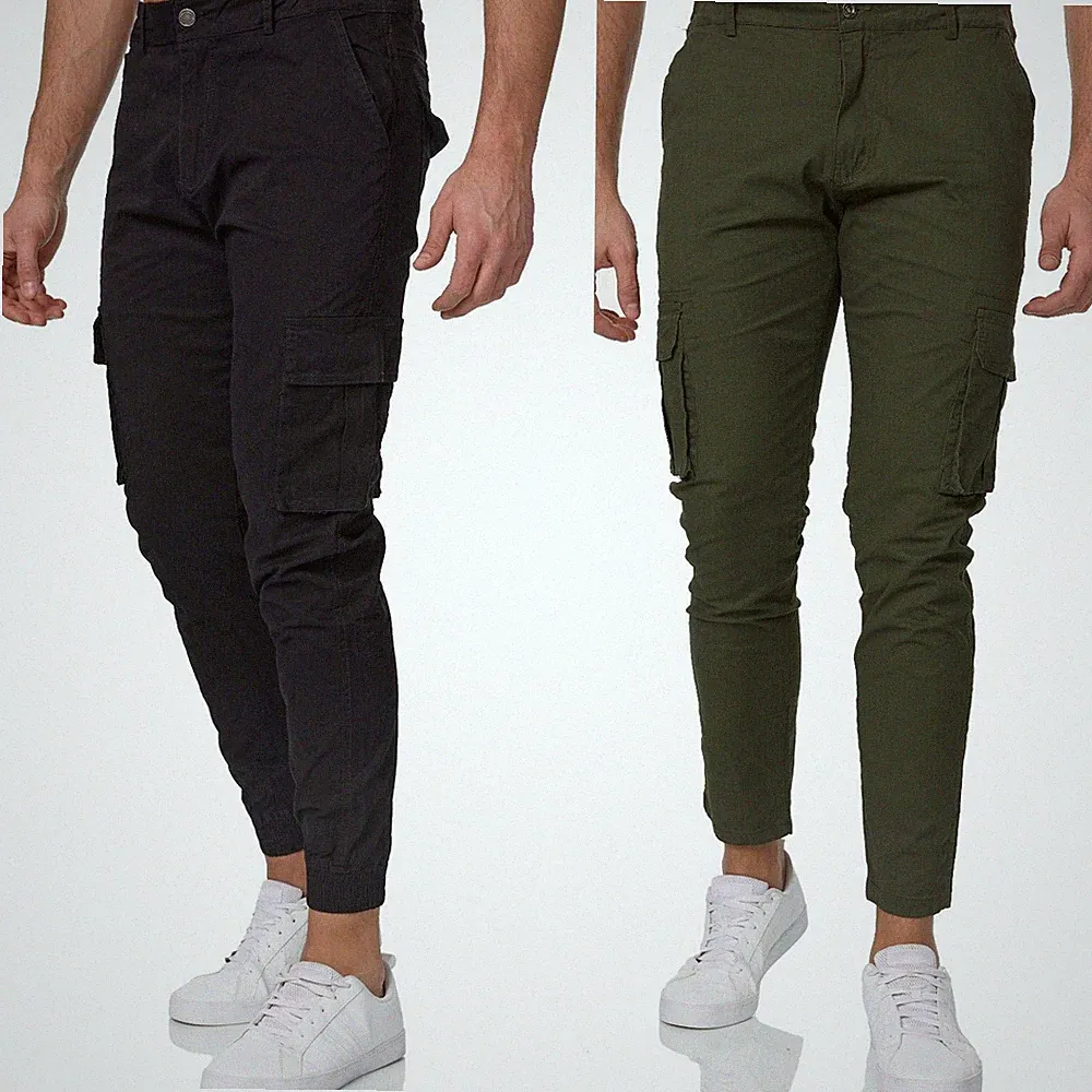 Herren Cargo Jogger Chino Stretch Hose Jogging Sweatpants Sweathose NEU 01 0CA