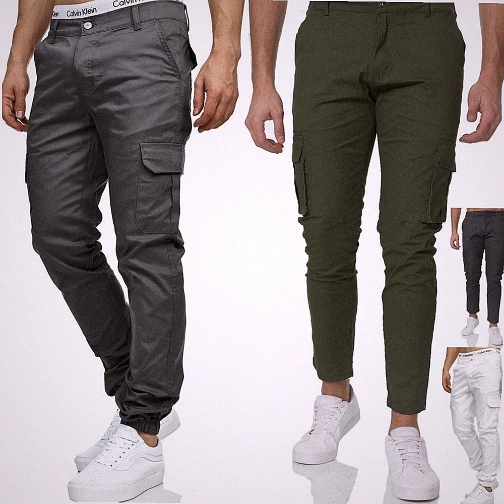 Herren Cargo Jogger Chino Stretch Hose Jogging Sweatpants Sweathose NEU CA