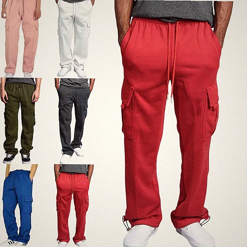 Herren Cargo Jogger Hosen Multi Tasche Lange Hosen Arbeitshose Freizeithose Mode