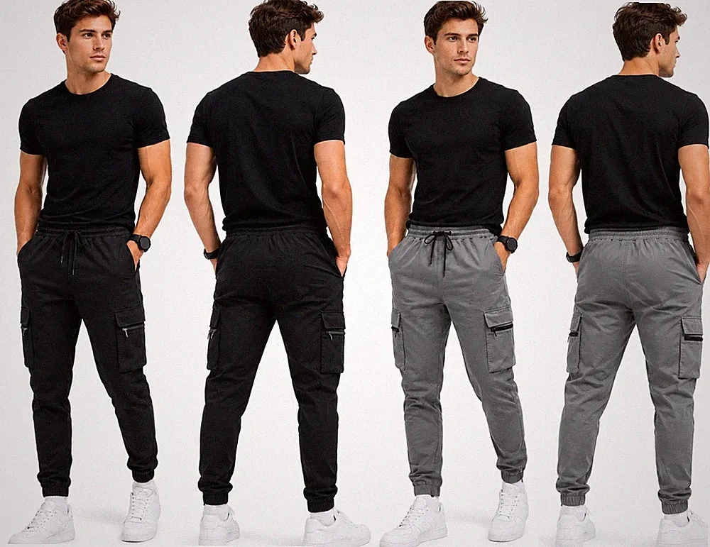 Herren Cargo Jogginghose Bündchen Jogger Fleece Gym Trainingsanzug Sweat Pants