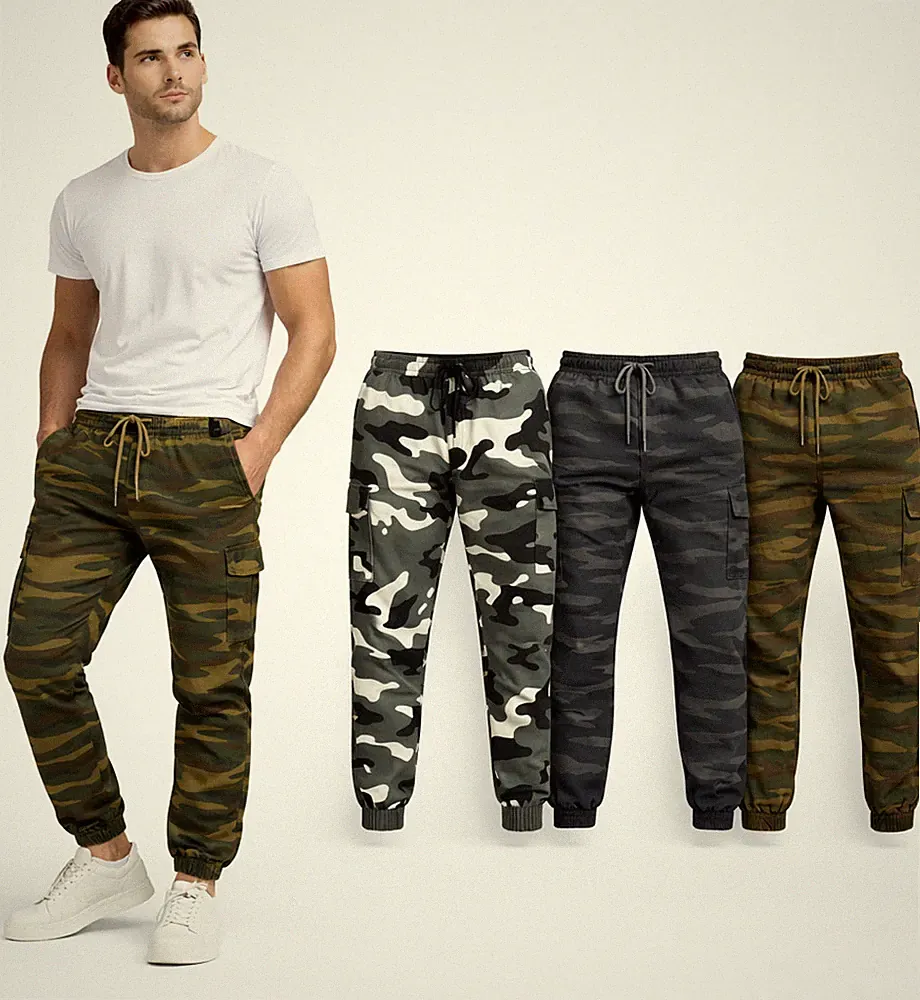 Herren Cargo Jogginghose Camouflage Print Camo Hose 5 Taschen | S-3XL - 2200