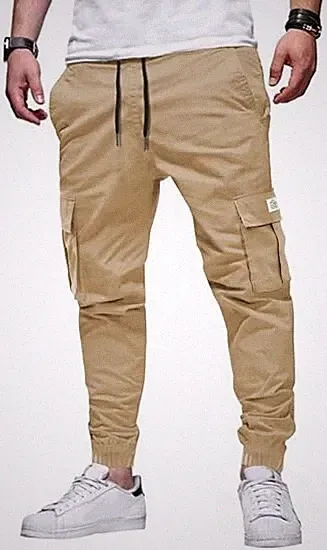 Herren Cargo Jogginghose Einfarbig Kordelzug Loose Fit Hose Joggers EU 38 oder EU 40