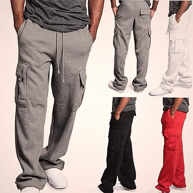 Herren Cargo Jogginghose Fleece gefüttert mehrere Taschen Freizeithose Winter