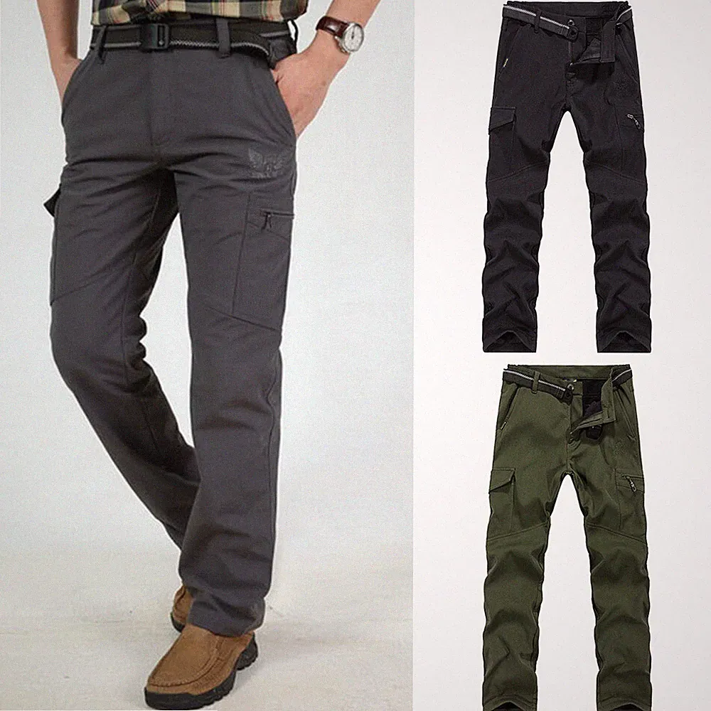 Herren Cargo Jogginghose Fleece Thermisch Warm Mit Taschen Gerade